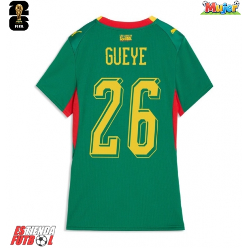 Senegal Pape Gueye #26 Segunda Equipación Mujer Mundial 2026 Manga Corta